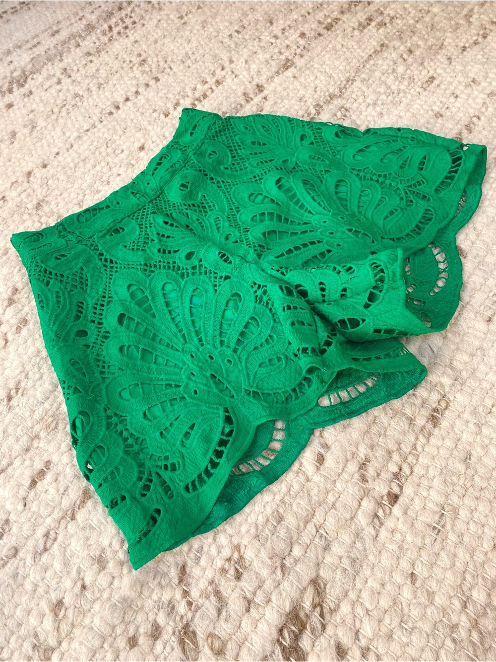 Skies Are Blue Green Lace Floral Shorts, Size XS NWT - Picture 3 of 9